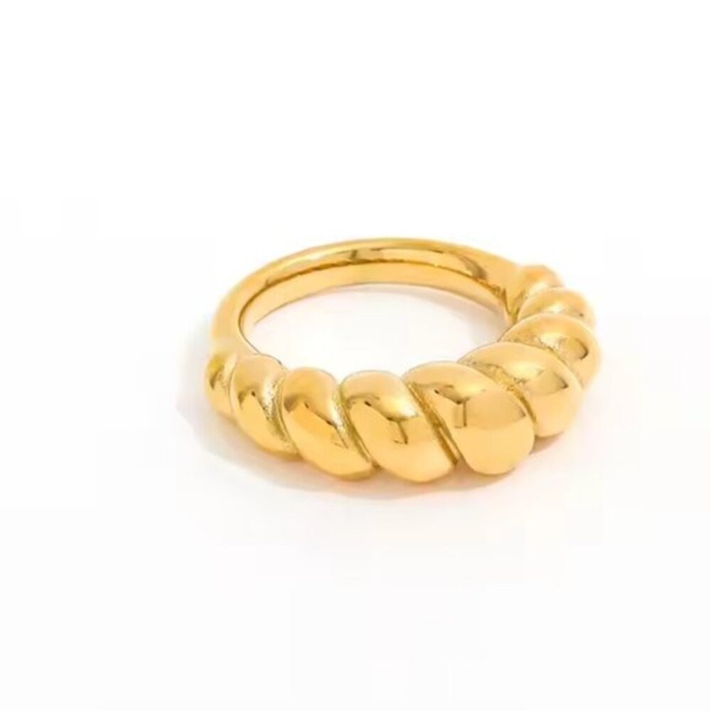 Twist-Textured Gold Dome Ring - Picture 7 of 11
